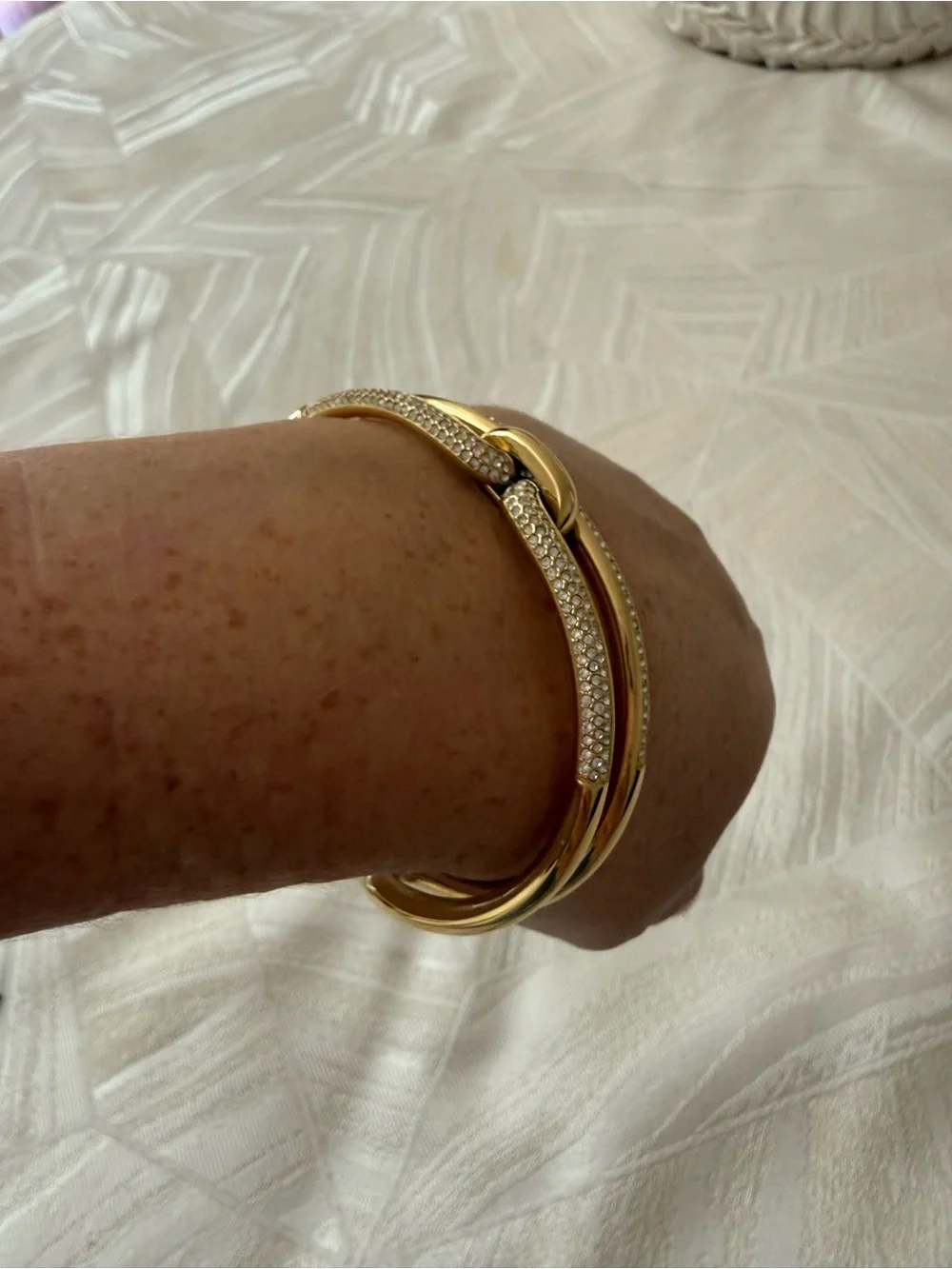 Michael Kors Gold Crystal-Accented Open Cuff Bracelet